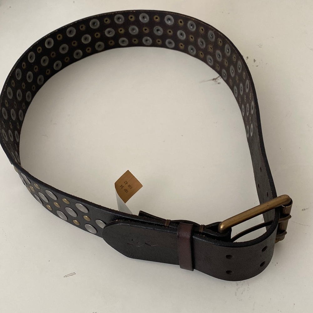 Hollister Leather Belt Brown Metal Studs Wide SZ XS/S NWOT
